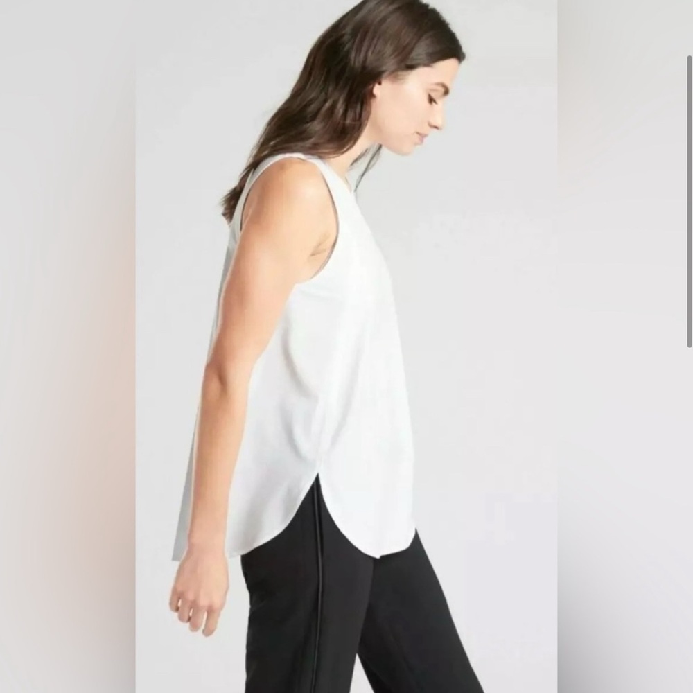 Athleta Zephyr Ribbed Collar Tank | Bright White | Sleeveless | XS - Picture 2 of 6